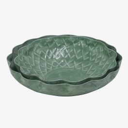TAÇA EM METAL ONDAS VERDE G