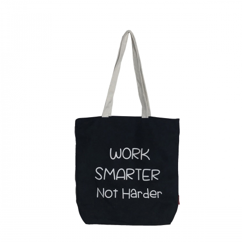 Bolsa Grande “WORK SMARTER NOT HARDER” PRETO