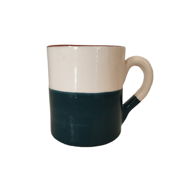 Caneca Bicolor Branco/ Azul Petróleo 