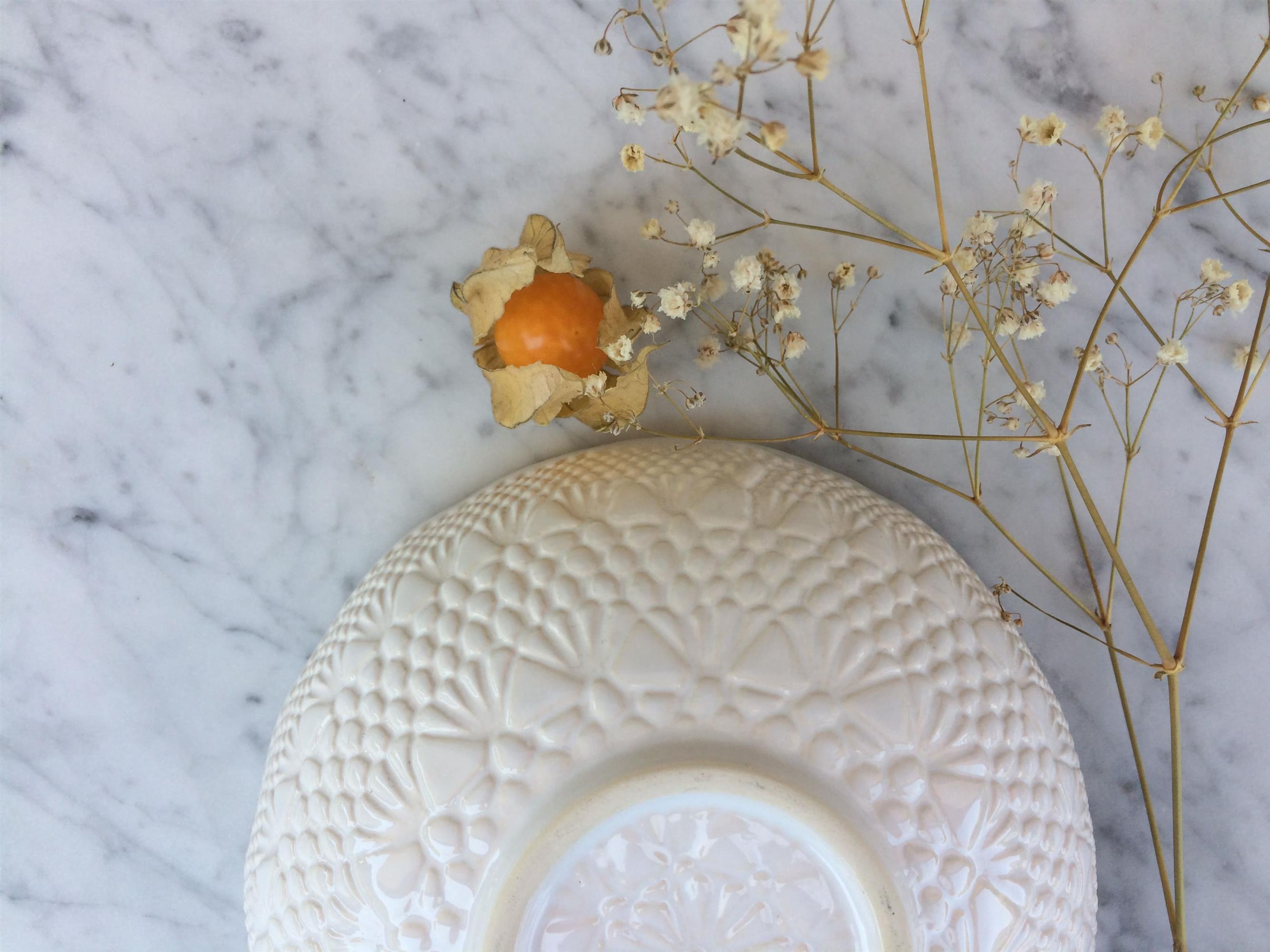 Taça crochet collection, carimbada - Branco
