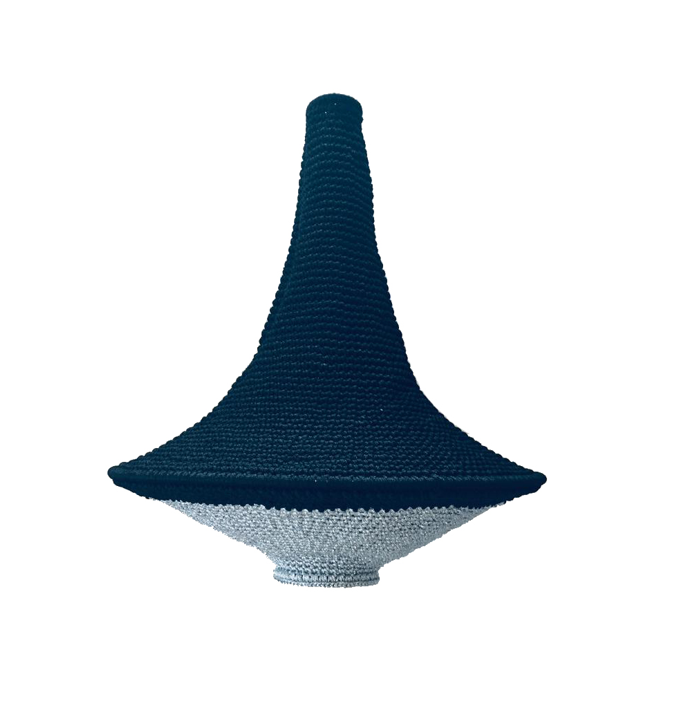 Candeeiro Wahad Crochet Preto e Metalizado (médio)