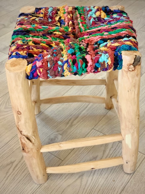 Banco Marroquino I Assento em tecido algodão colorido (Pequeno)